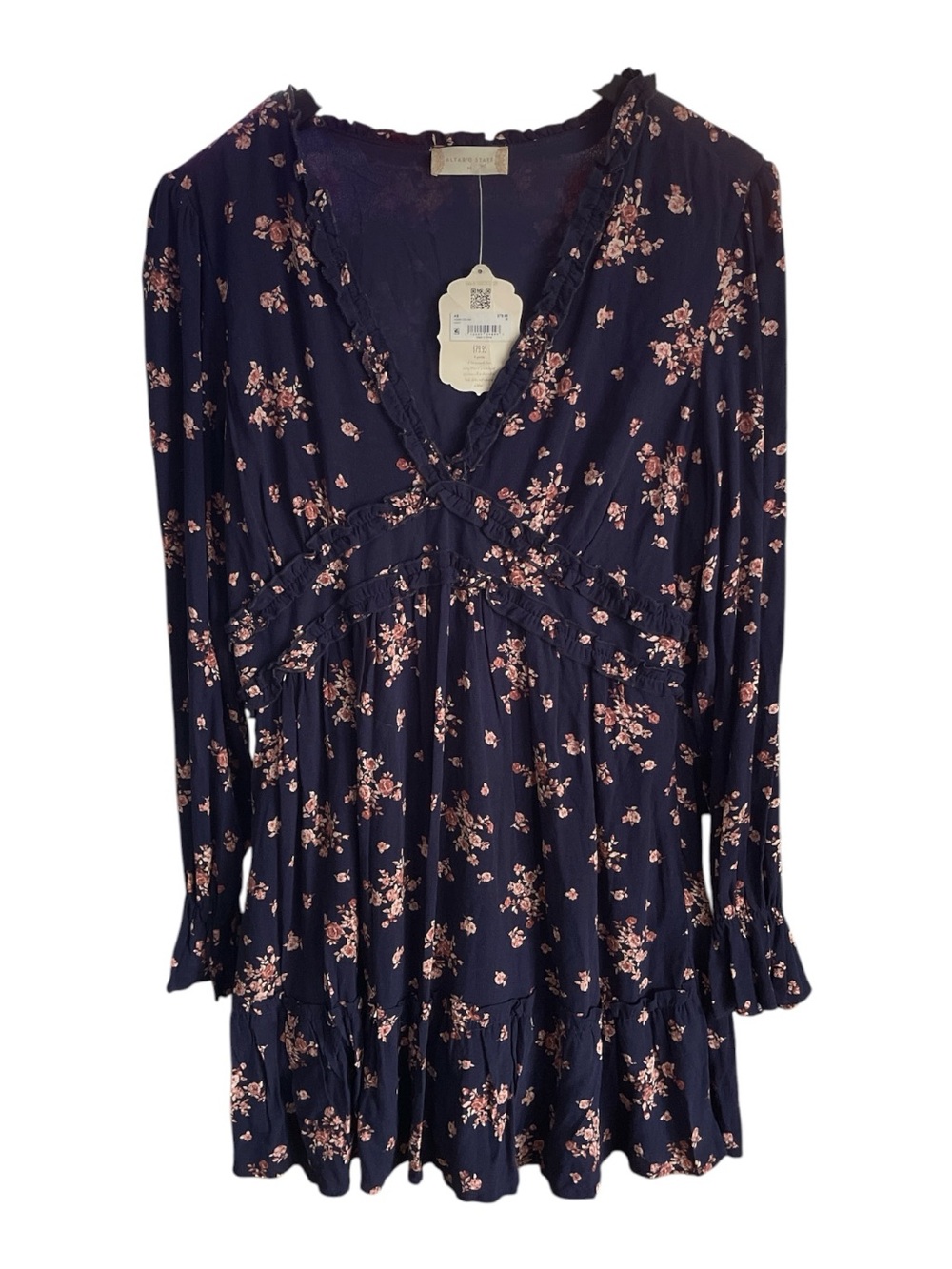 NWT Altar'd State Pyper Floral Long Sleeve Ruffle V-Neck Mini Dress